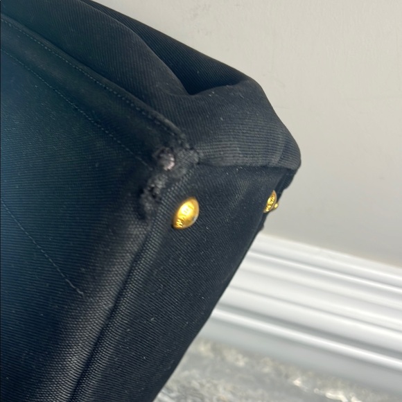 Prada Canapa Studded Black Denim Tote Bag - Picture 8 of 11